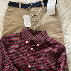 Ralph Lauren kaki and plaid Oxford shirt set